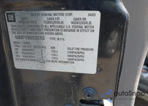 2005 Chevrolet Trailblazer Lt z USA, uszkodzony, nr VIN 1GNDT13S652325752